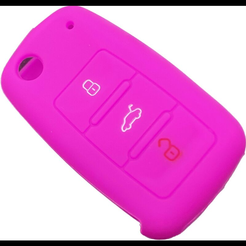 Capa silicone Volkswagen, flip três botões, rosa