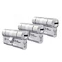 Pack 3 x Cilindros M&C Minos 30/50 niquelado (chaves iguais)