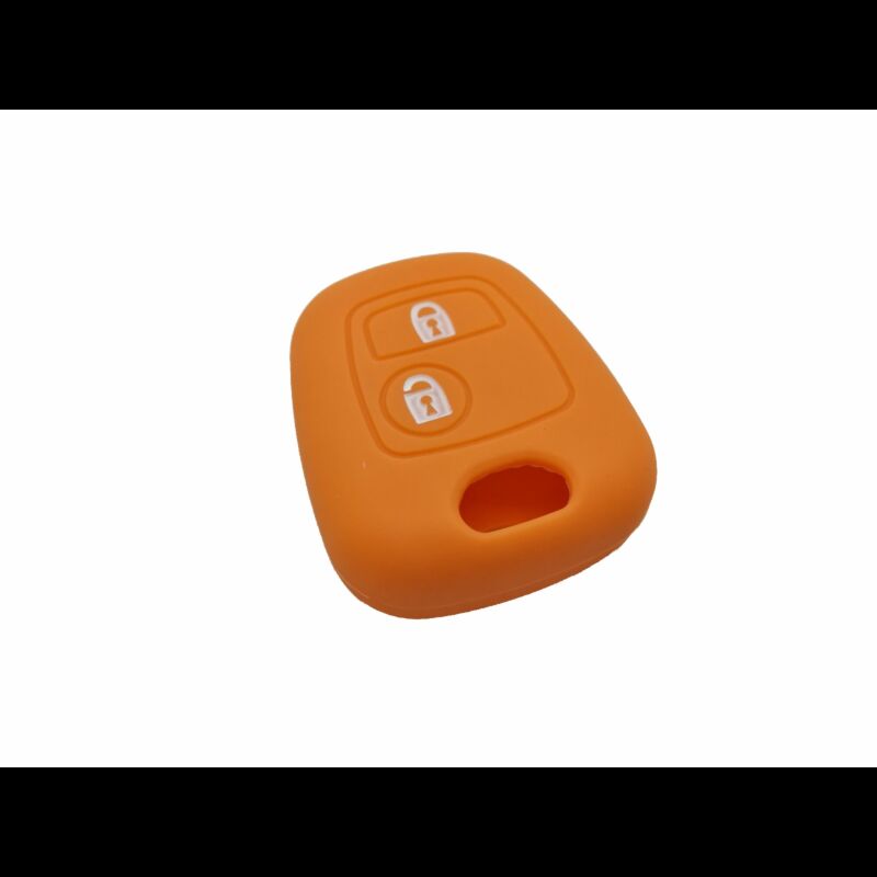 Capa silicone Peugeot, dois botões, laranja