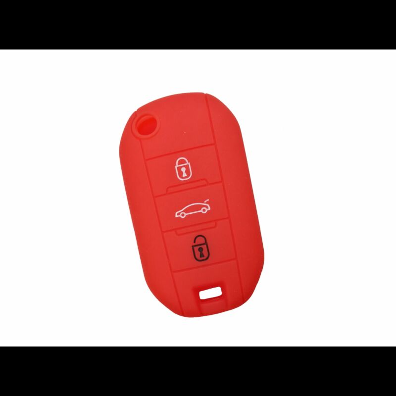 Capa silicone Peugeot, flip três botões, vermelha