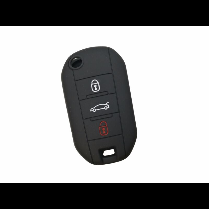 Capa silicone Peugeot, flip três botões, negra