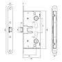 Fechadura corta fogo JNF IN.20.960, antipânico, reversível, entrada 65mm