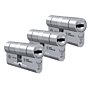 Cilindro M&C Move 32x32mm niquelado, Pack 3 cilindros mestrados