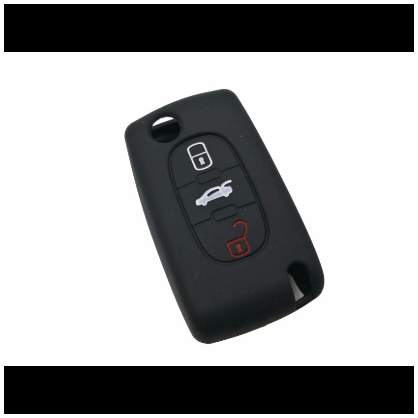Capa silicone Citröen, flip três botões, negra