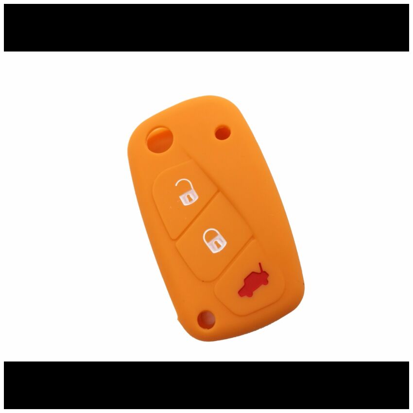 Capa silicone Fiat, flip três botões, laranja