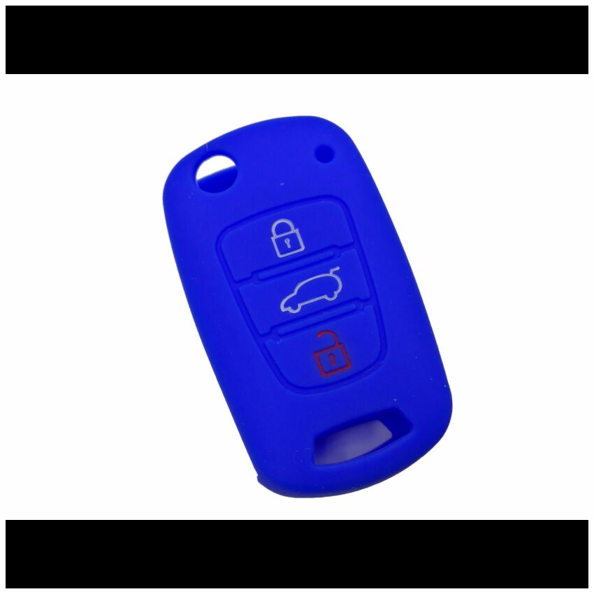 Capa silicone Kia, três botões, azul
