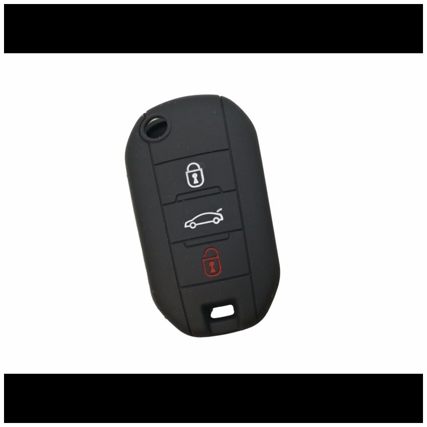 Capa silicone Peugeot, flip três botões, negra