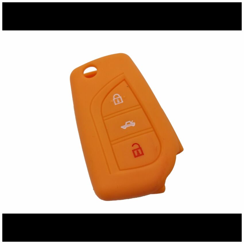 Capa silicone Toyota, três botões, laranja