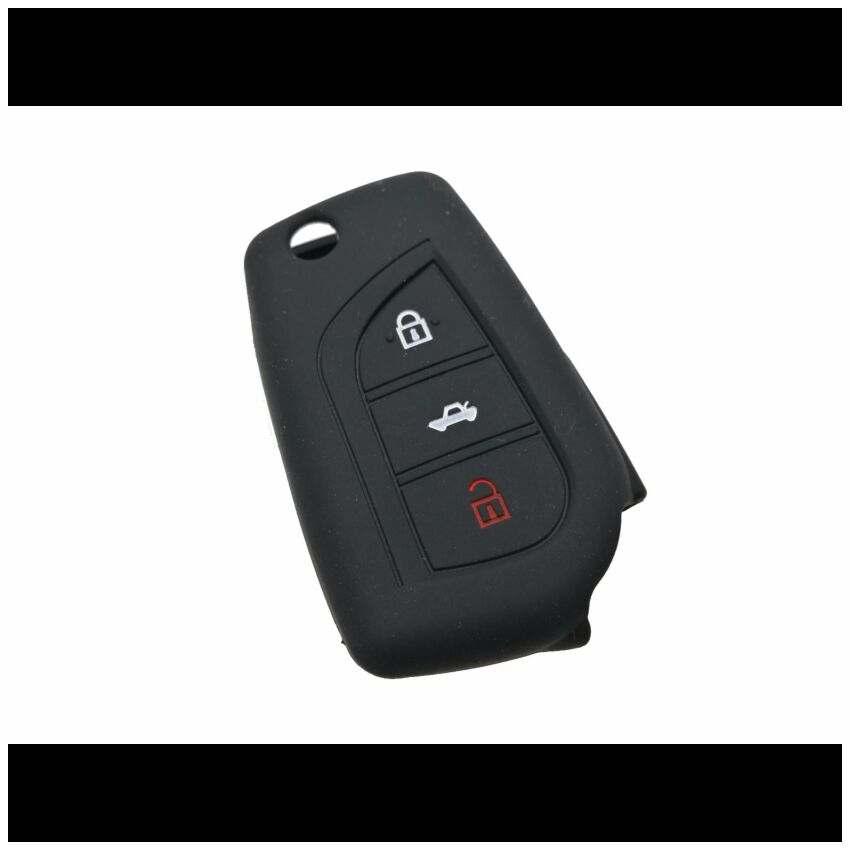 Capa silicone Toyota, três botões, negro