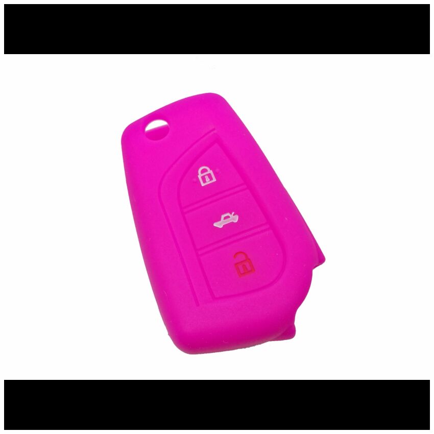 Capa silicone Toyota, três botões, rosa