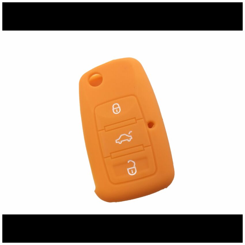 Capa silicone Volkswagen, três botões, laranja