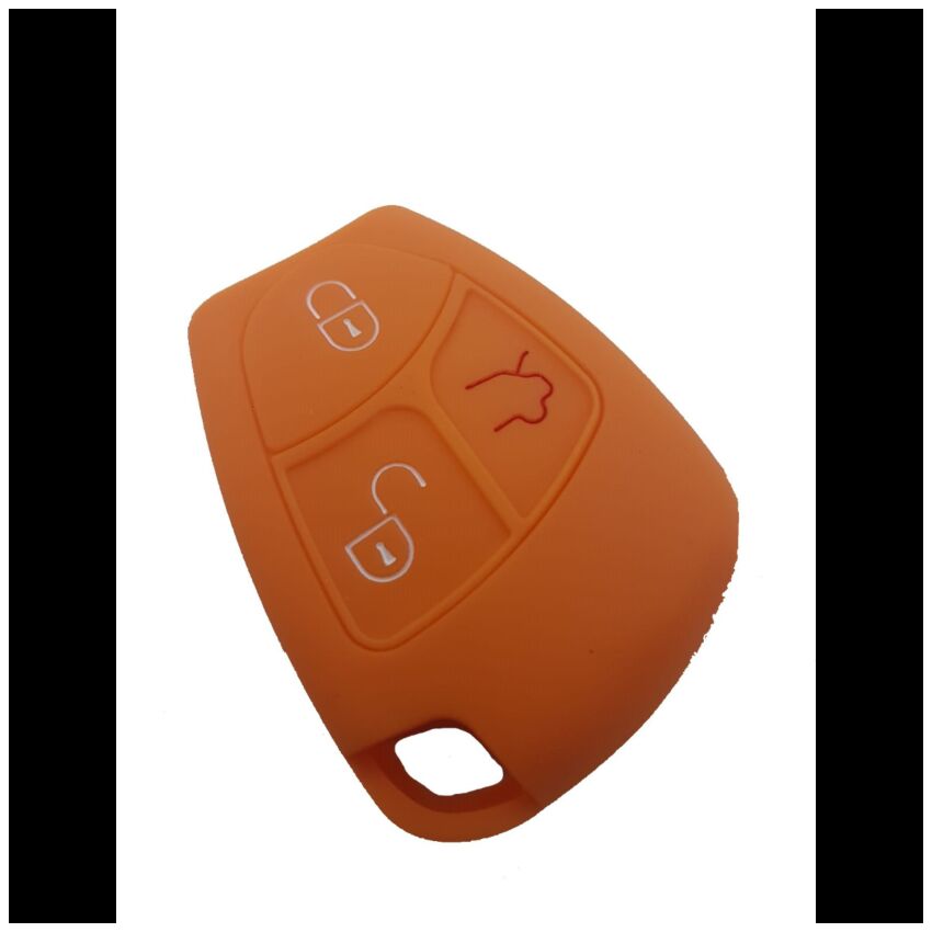 Capa silicone Mercedes, três botões, Smartkey (antiga), laranja