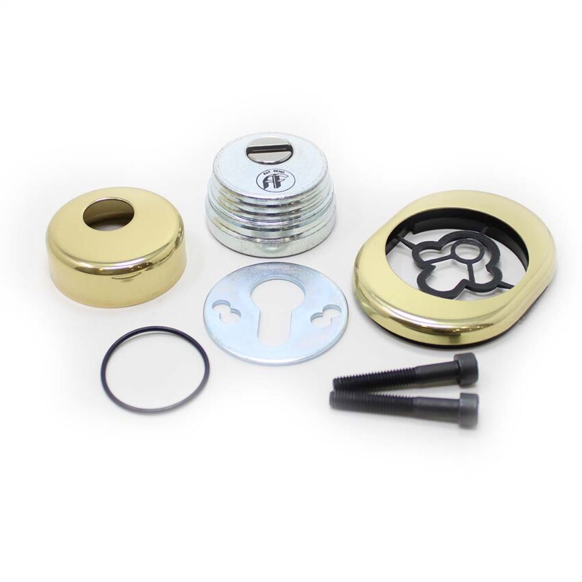 Escudo de segurança AF (Kit), para fechaduras Mottura e Tesa, anti-tubo, dourado, 50 mm