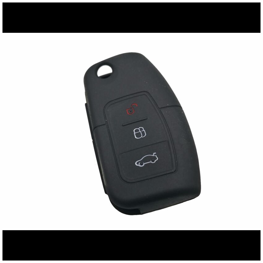 Capa silicone Ford, flip três botões, negra