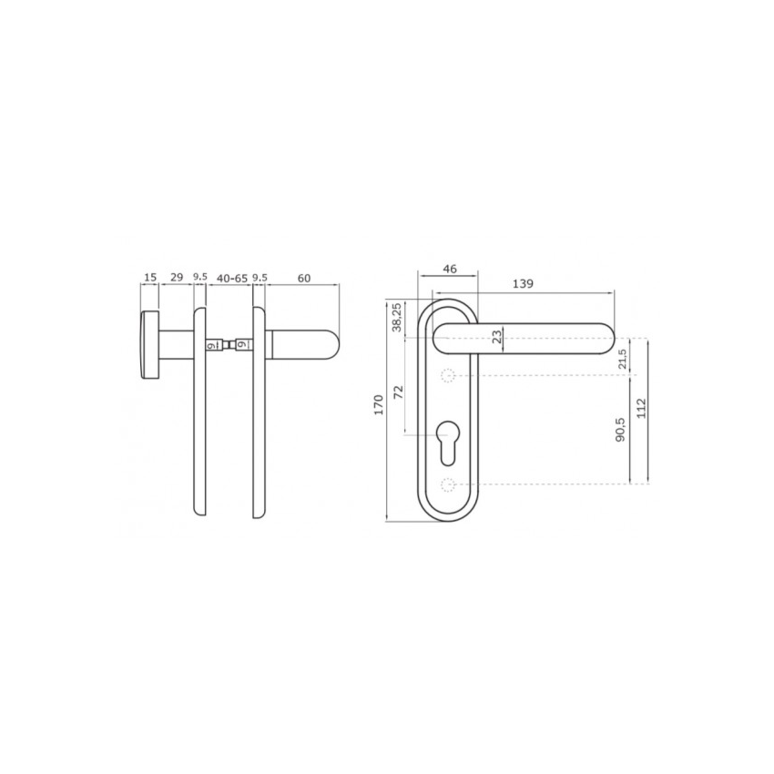 Puxador Iseo conjunto manípulo + fixo corta-fogo