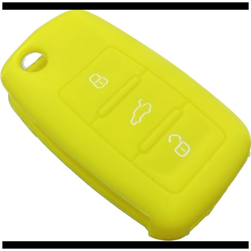 Capa silicone Volkswagen, três botões, amarela
