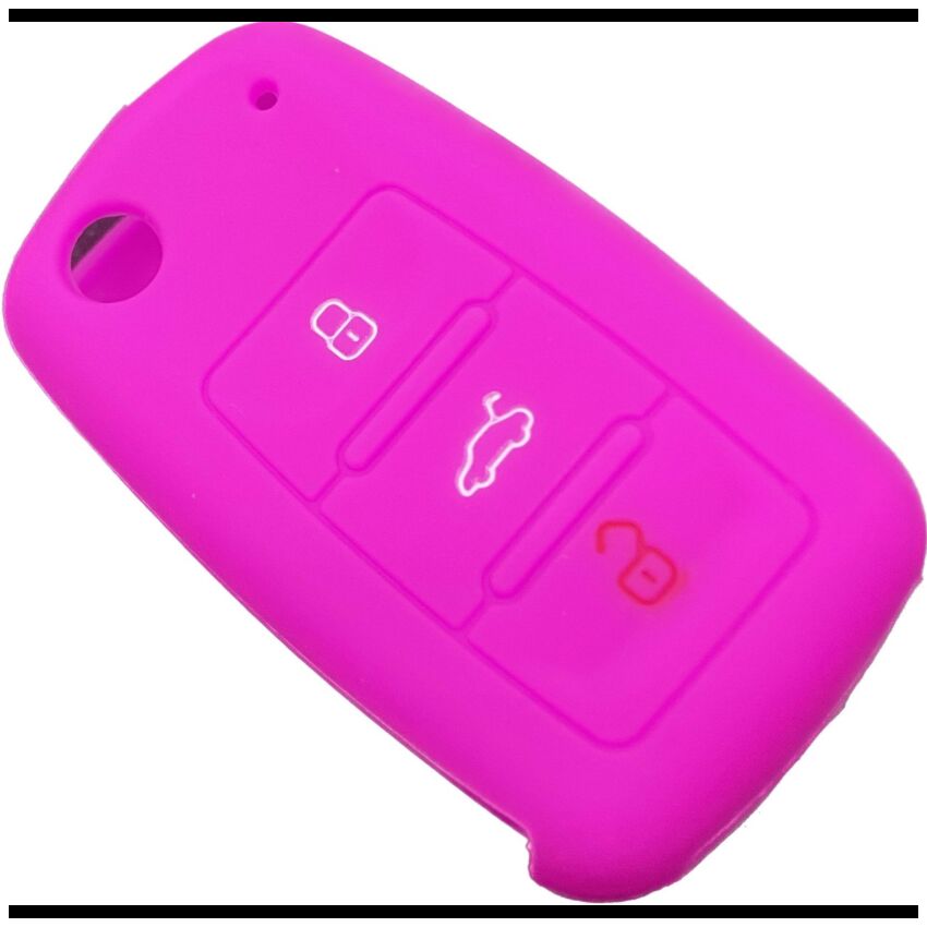 Capa silicone Volkswagen, flip três botões, rosa