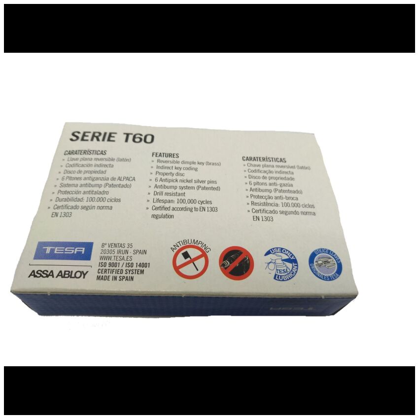 Cilindro Tesa T60 de botão 30x35mm latonado
