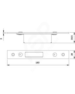 Chapa sup/inf Iseo 24/180 Para fechaduras Multiblindo Plano