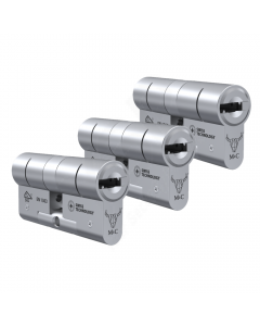 Cilindro M&C Move 32x32mm niquelado, Pack 3 cilindros mestrados