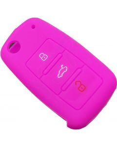 Capa silicone Volkswagen, flip três botões, rosa